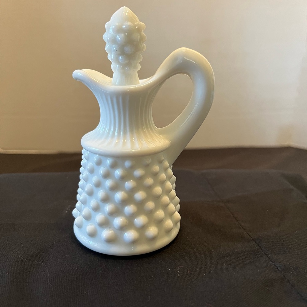 White Hobnail Milk Glass Cruet